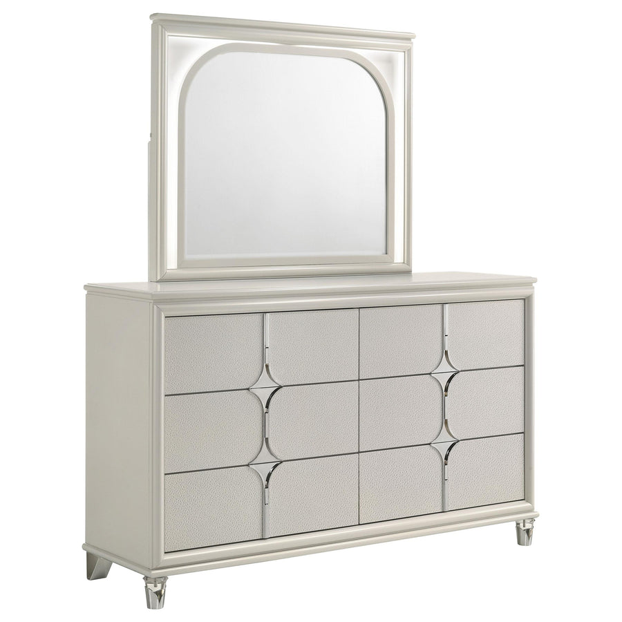 Coaster Furniture 224953M Olivia 6-drawer Dresser and LED Mirror Pearl White