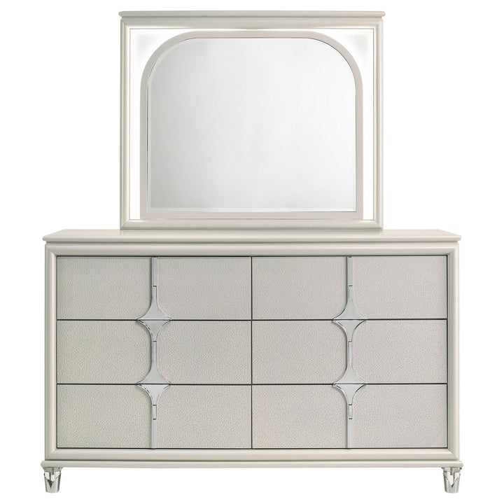 Coaster Furniture 224953M Olivia 6-drawer Dresser and LED Mirror Pearl White
