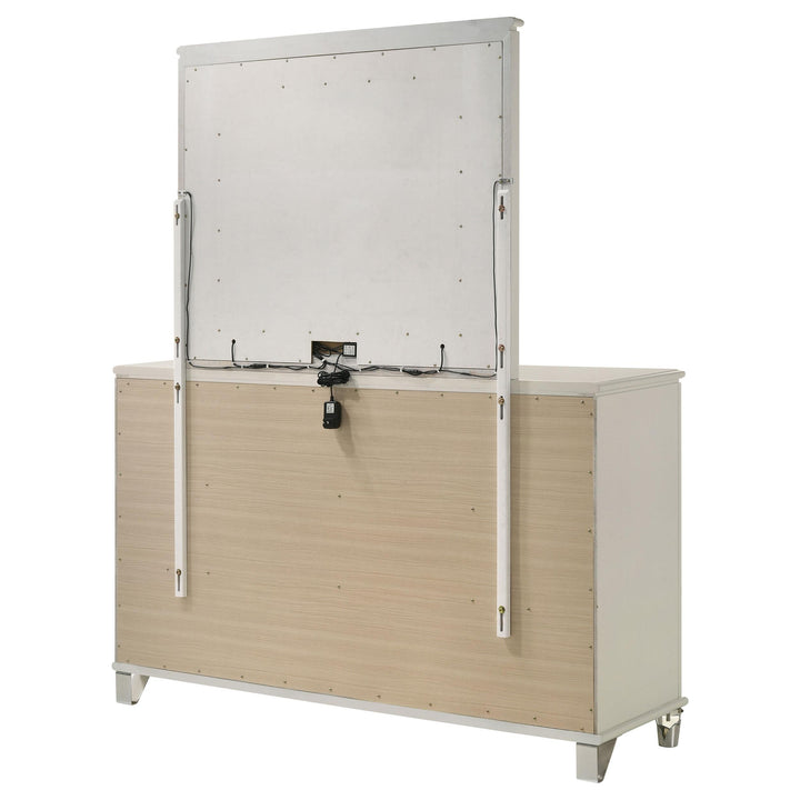 Coaster Furniture 224953M Olivia 6-drawer Dresser and LED Mirror Pearl White