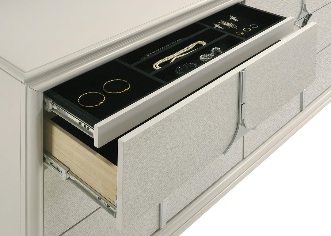 Coaster Furniture 224953M Olivia 6-drawer Dresser and LED Mirror Pearl White