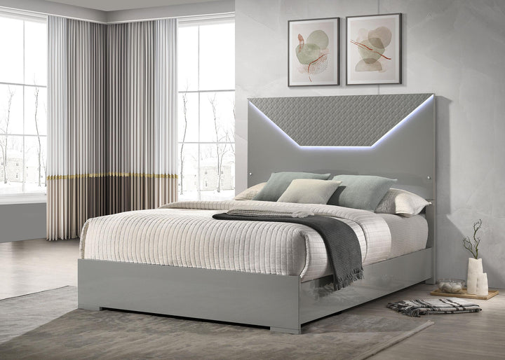 coaster-furniture-224971q-ives-queen-panel-bed-led-headboard-grey-high-gloss