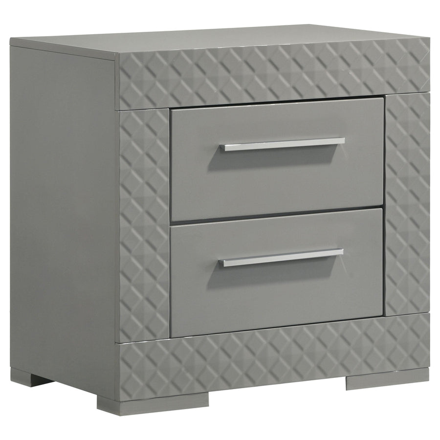 Coaster Furniture 224972 Ives 2-drawer Nightstand Bedside Table Grey High Gloss