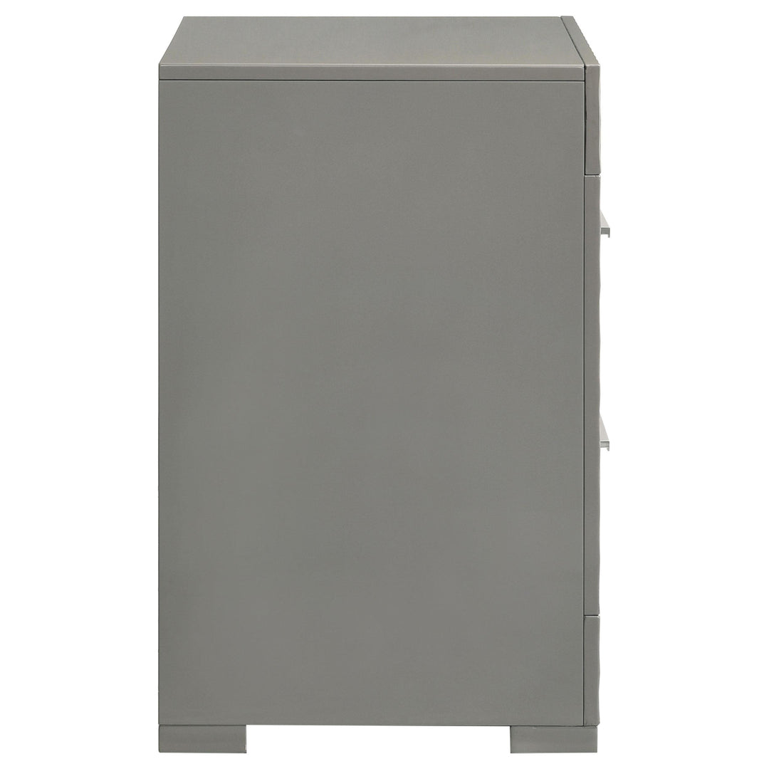 Coaster Furniture 224972 Ives 2-drawer Nightstand Bedside Table Grey High Gloss