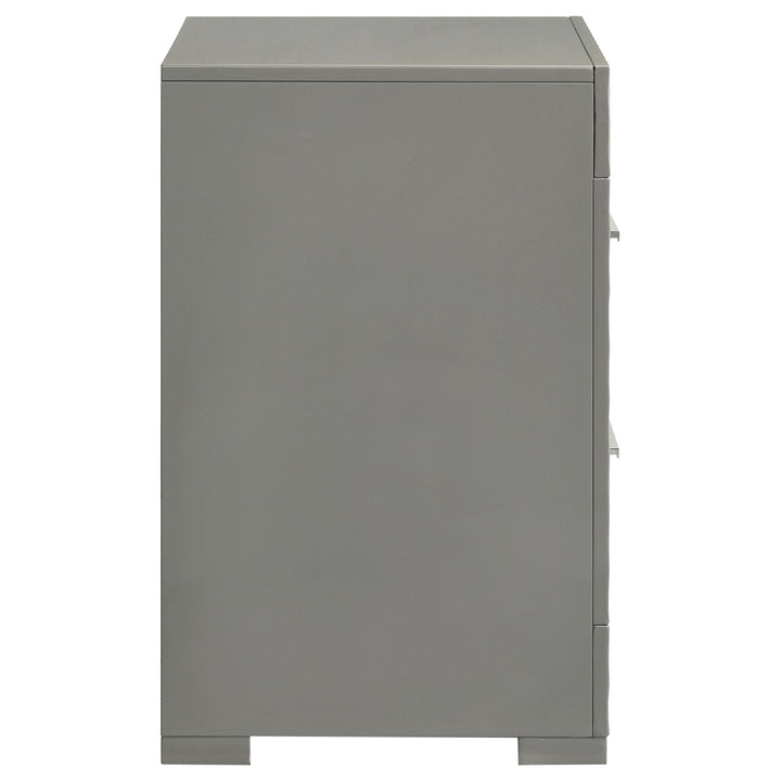 Coaster Furniture 224972 Ives 2-drawer Nightstand Bedside Table Grey High Gloss