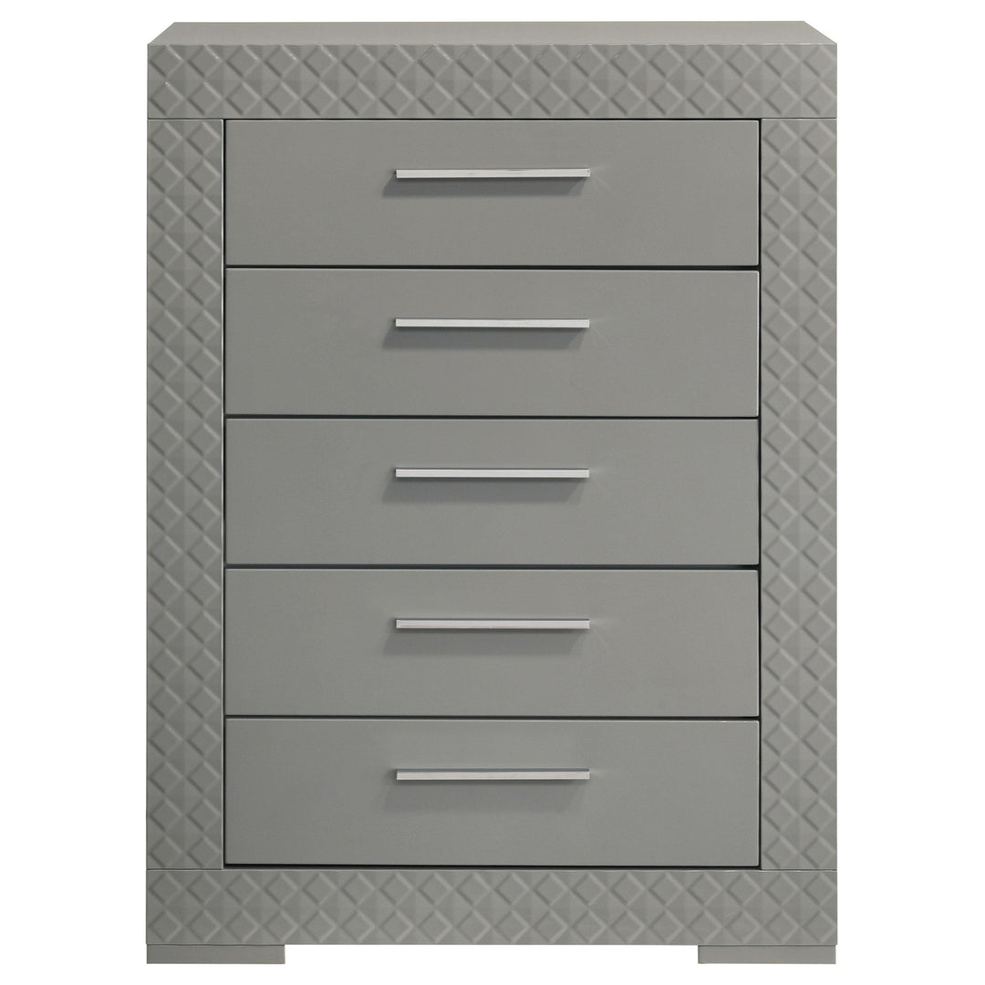 Coaster Furniture 224975 Ives 5-drawer Bedroom Chest of Drawers Grey High Gloss