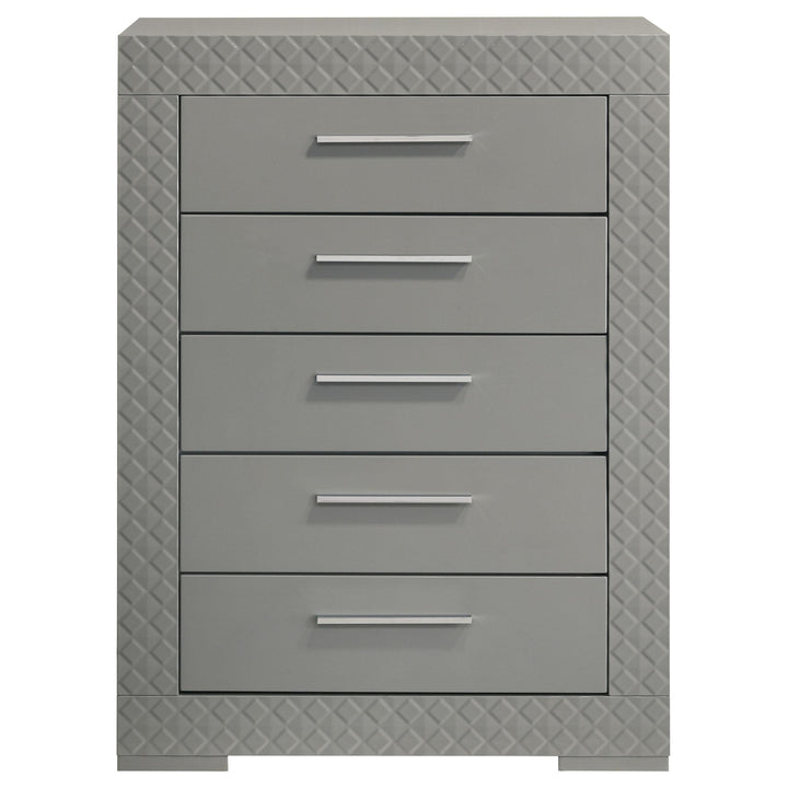 Coaster Furniture 224975 Ives 5-drawer Bedroom Chest of Drawers Grey High Gloss