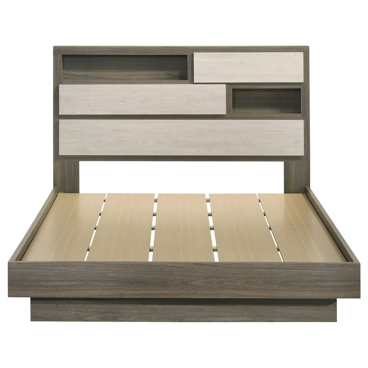 Fenwick - Queen Bed Bookcase Headboard - Gray Oak
