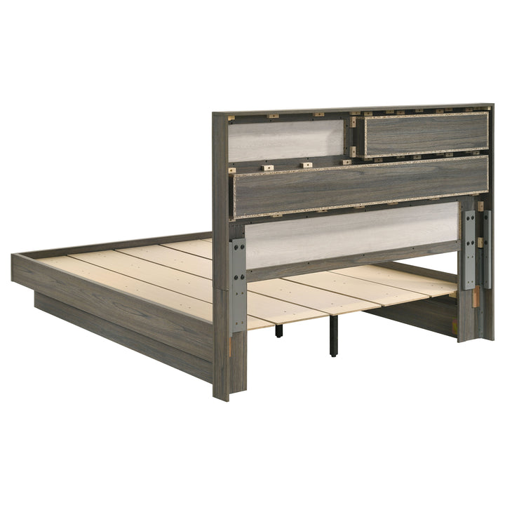 Fenwick - Queen Bed Bookcase Headboard - Gray Oak