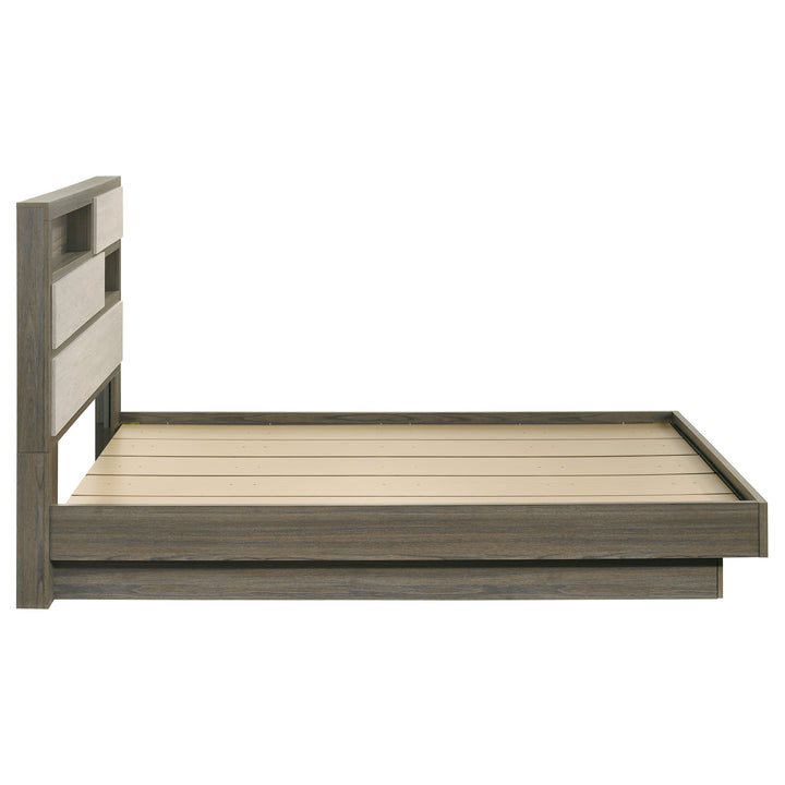 Fenwick - Queen Bed Bookcase Headboard - Gray Oak