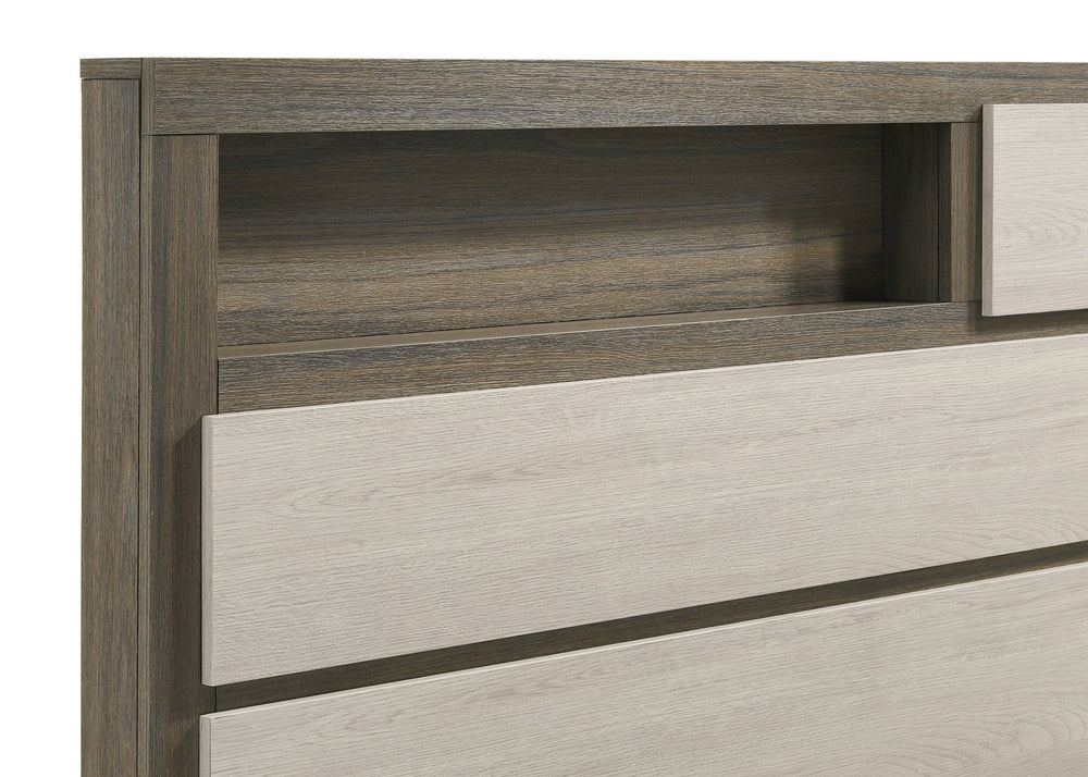 Fenwick - Queen Bed Bookcase Headboard - Gray Oak
