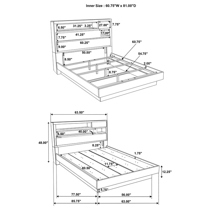 Fenwick - Queen Bed Bookcase Headboard - Gray Oak