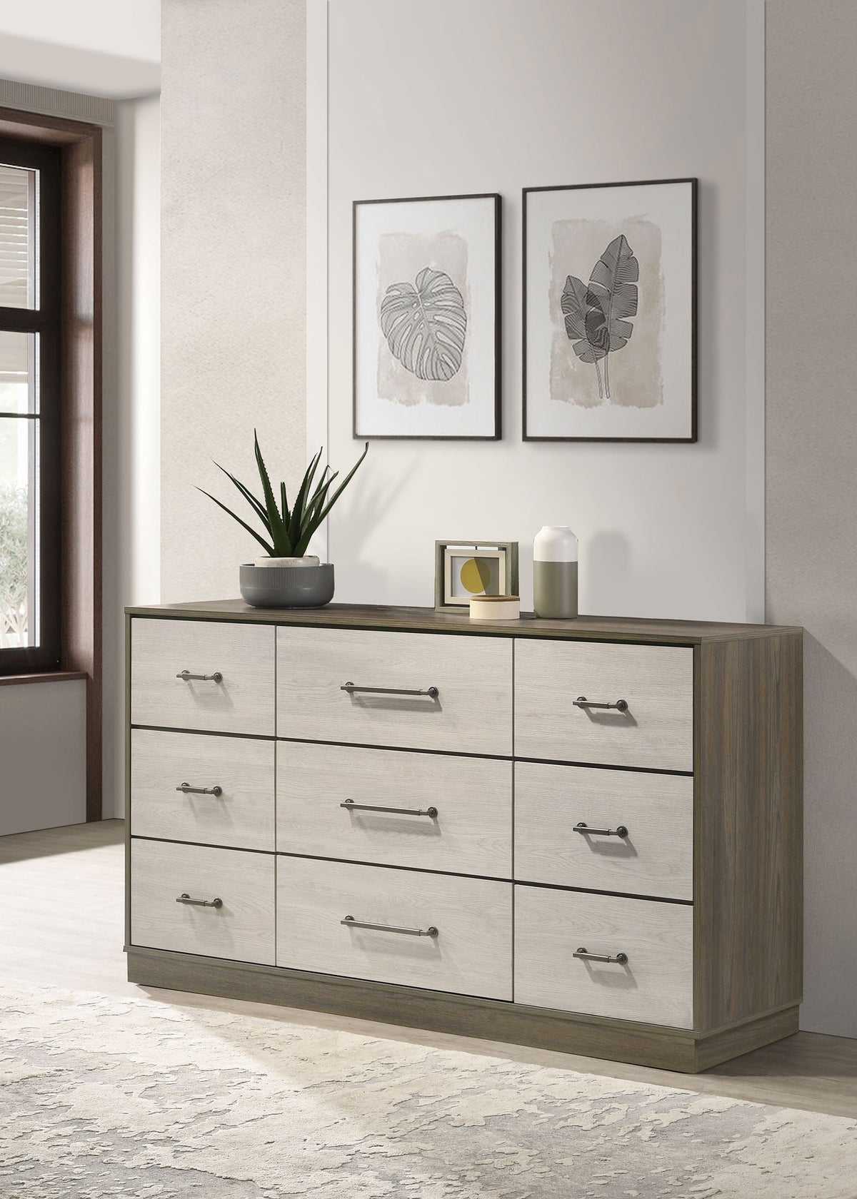 Fenwick - 9-Drawer Dresser - Gray Oak