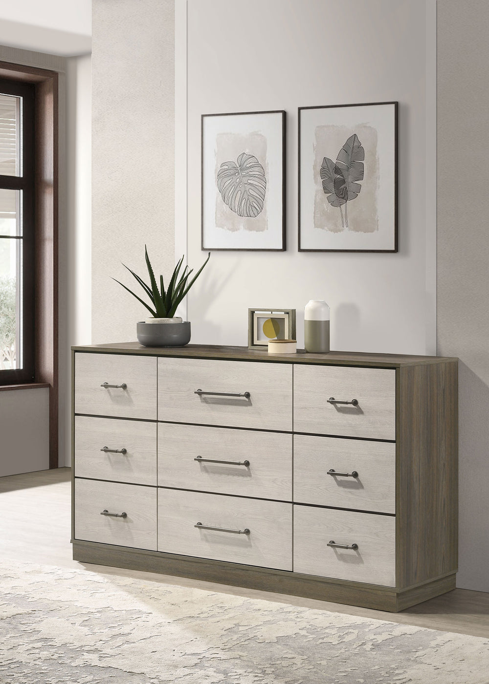 Fenwick - 9-Drawer Dresser - Gray Oak