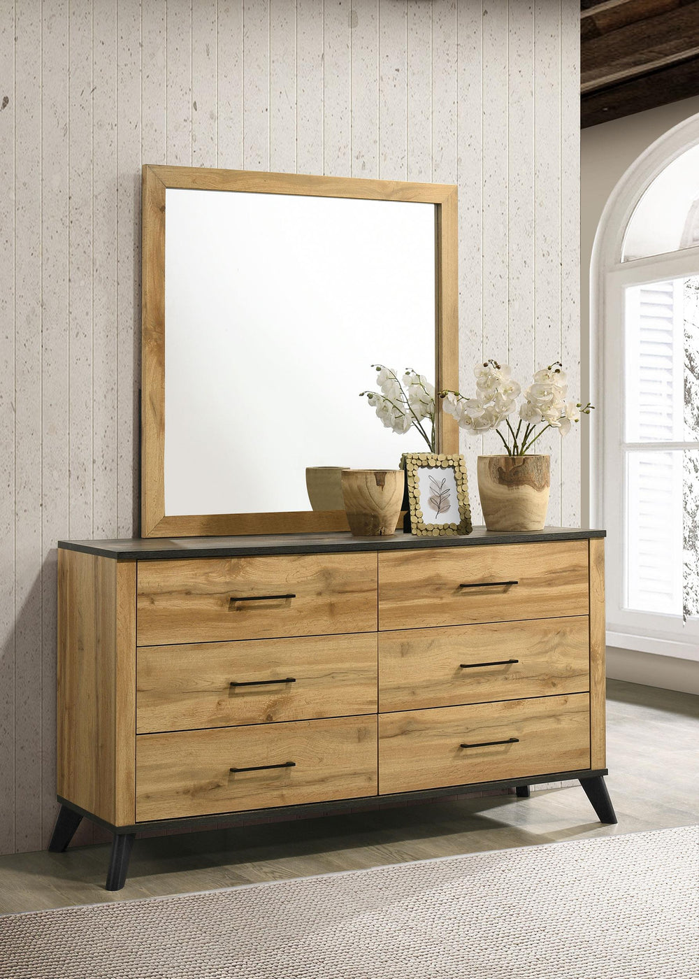 coaster-furniture-225003m-kaywood-6-drawer-dresser-and-mirror-natural-pine