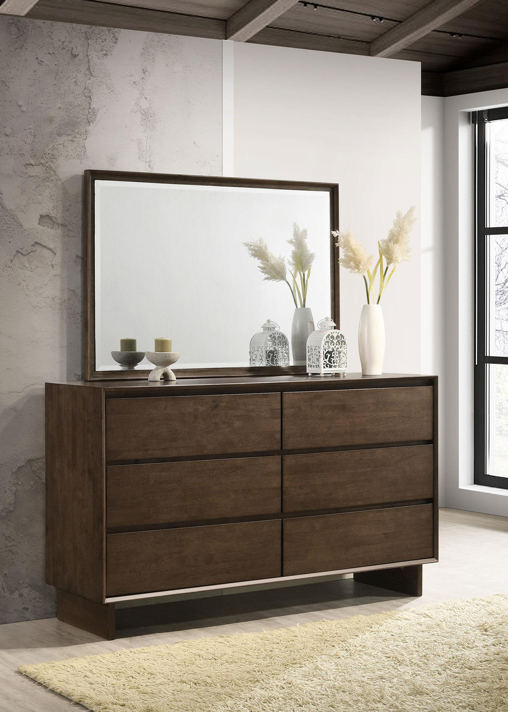 coaster-furniture-225013m-glenwood-6-drawer-dresser-and-mirror-warm-brown
