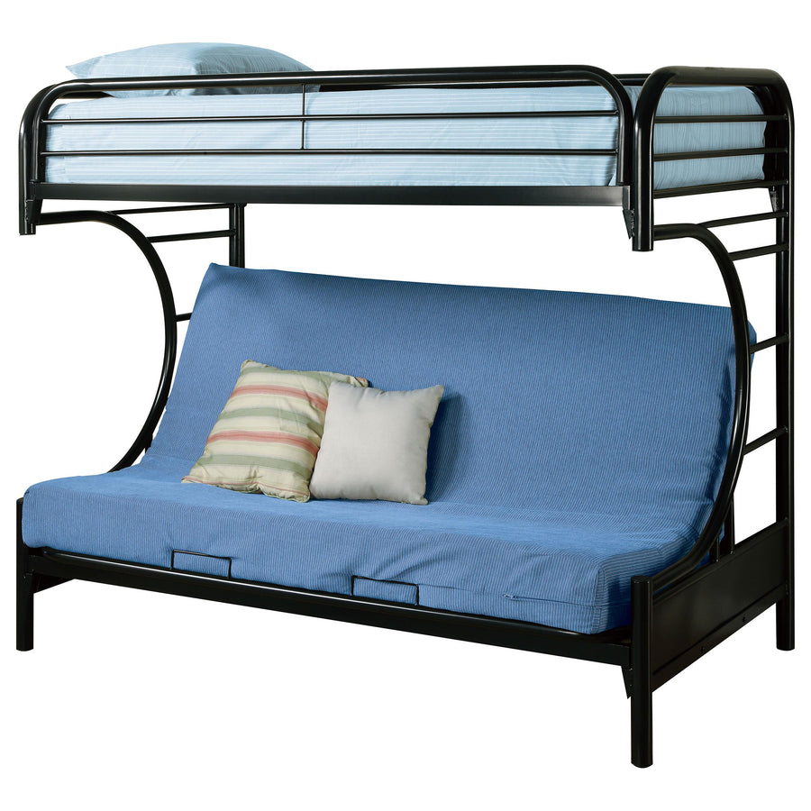 Coaster Furniture 2253K Montgomery Metal Twin Over Futon Bunk Bed Black