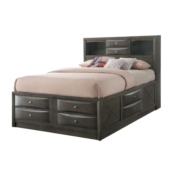Ireland Queen Bed with Storage in Gray Oak