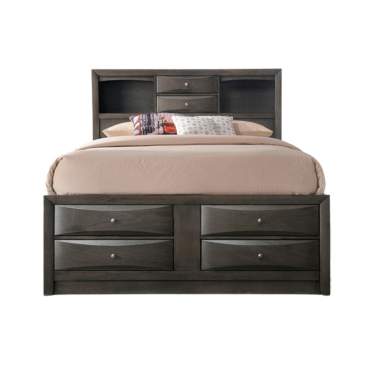 Ireland Queen Bed with Storage in Gray Oak