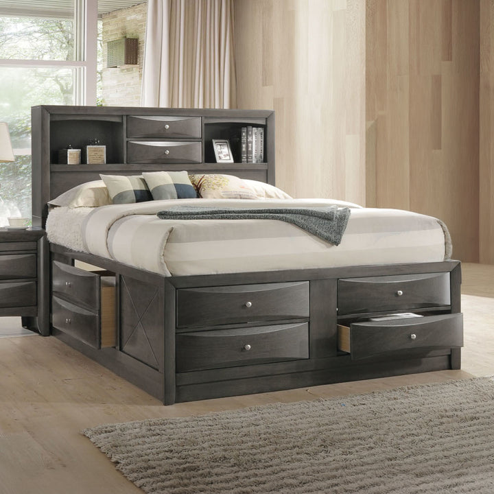Ireland Queen Bed with Storage in Gray Oak