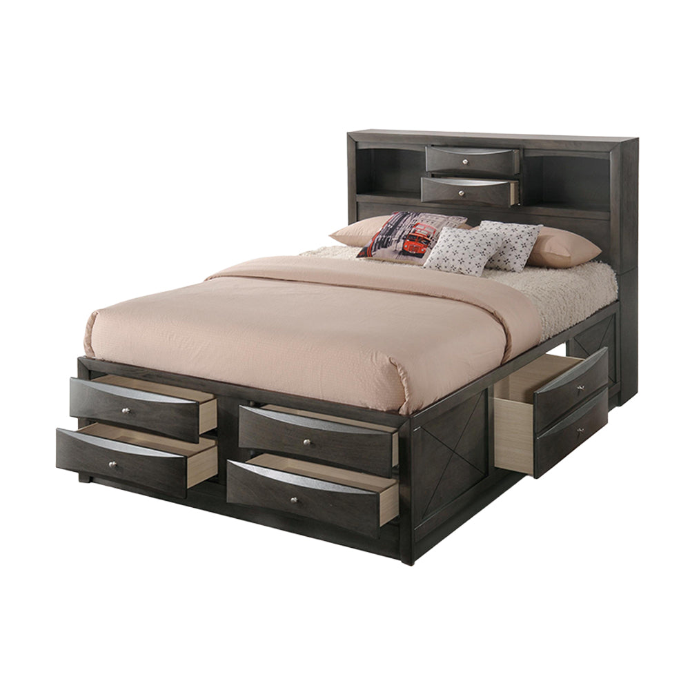 Ireland Queen Bed with Storage in Gray Oak