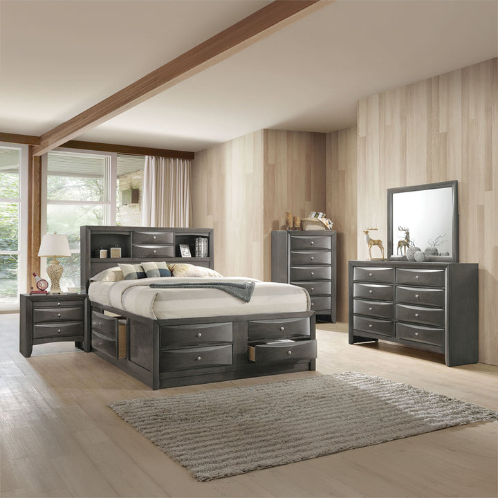 Ireland Queen Bed with Storage in Gray Oak - lifestyle