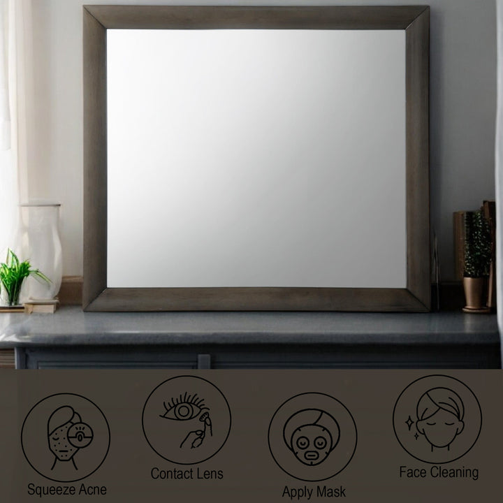 Ireland Mirror in Gray Oak Finish - features