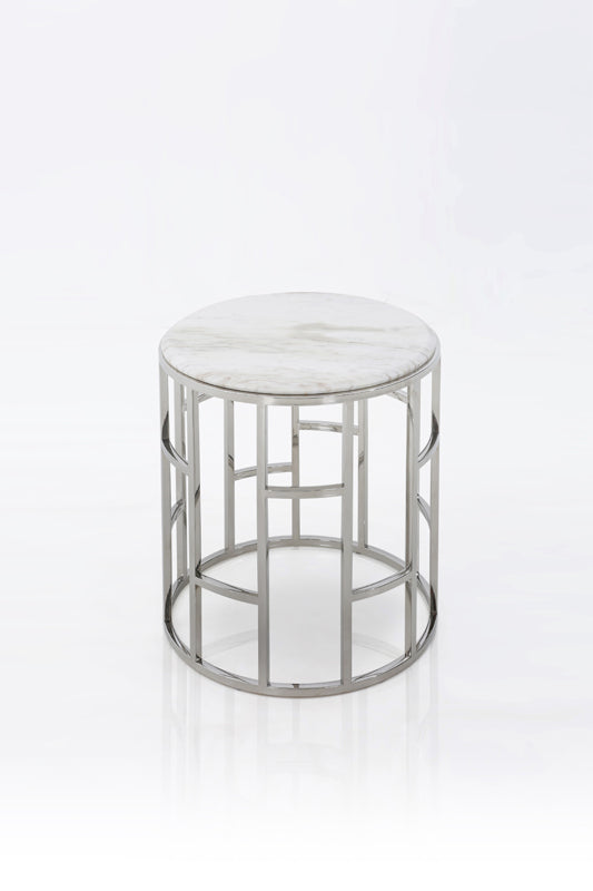 Silvan Modern Marble  and  Stainless Steel End Table