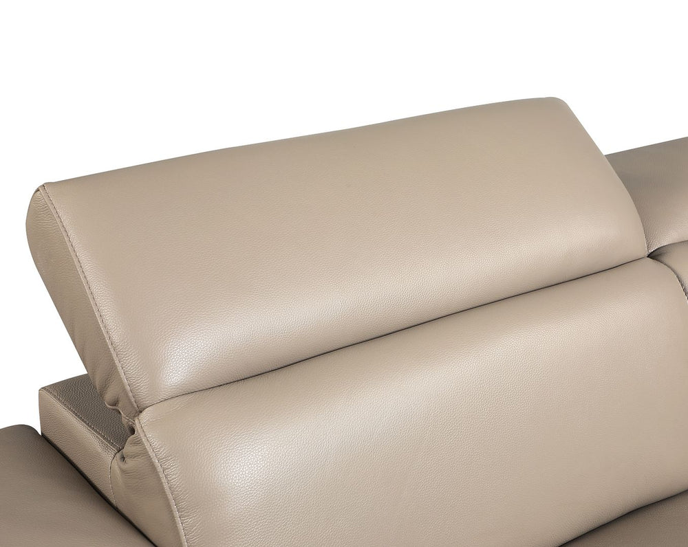 DivanItalia 692 Sofa with Adjustable Headrest in Top-Grain Italian Leather - Beige