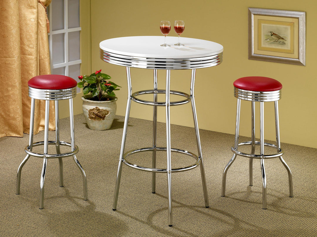 Coaster Furniture 2299R Retro Upholstered Metal Swivel Bar Stool Red 