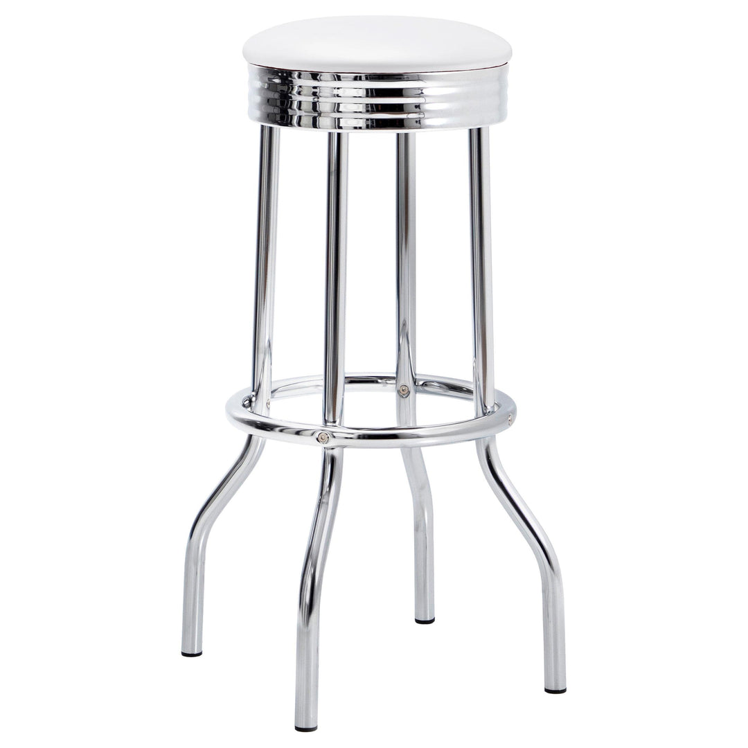 Coaster Furniture 2299W Retro Upholstered Metal Swivel Bar Stool White 