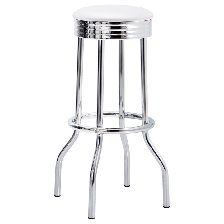 Coaster Furniture 2299W Retro Upholstered Metal Swivel Bar Stool White 