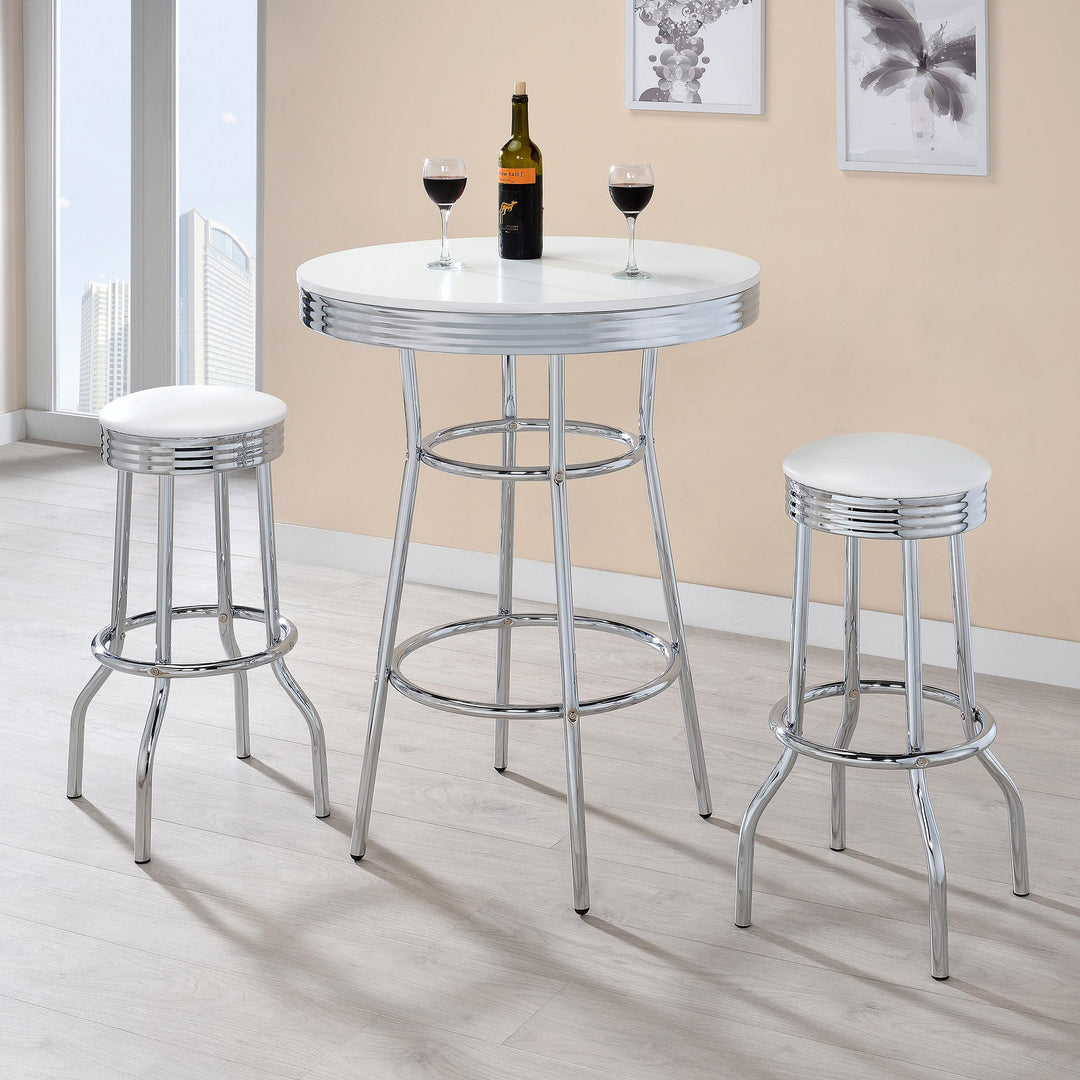 Coaster Furniture 2299W Retro Upholstered Metal Swivel Bar Stool White 