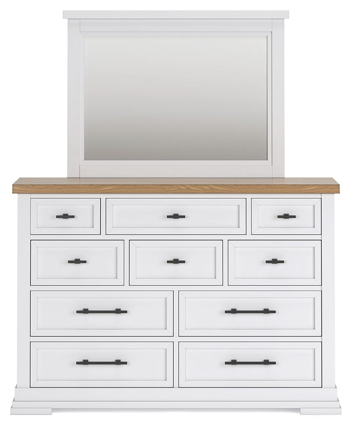 Ashbryn - Dresser And Mirror - White / Natural