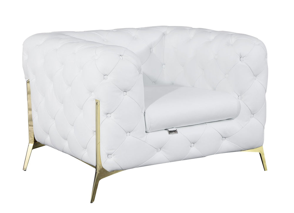 Global United Furniture DivanItalia 970 Italian Leather White Chair