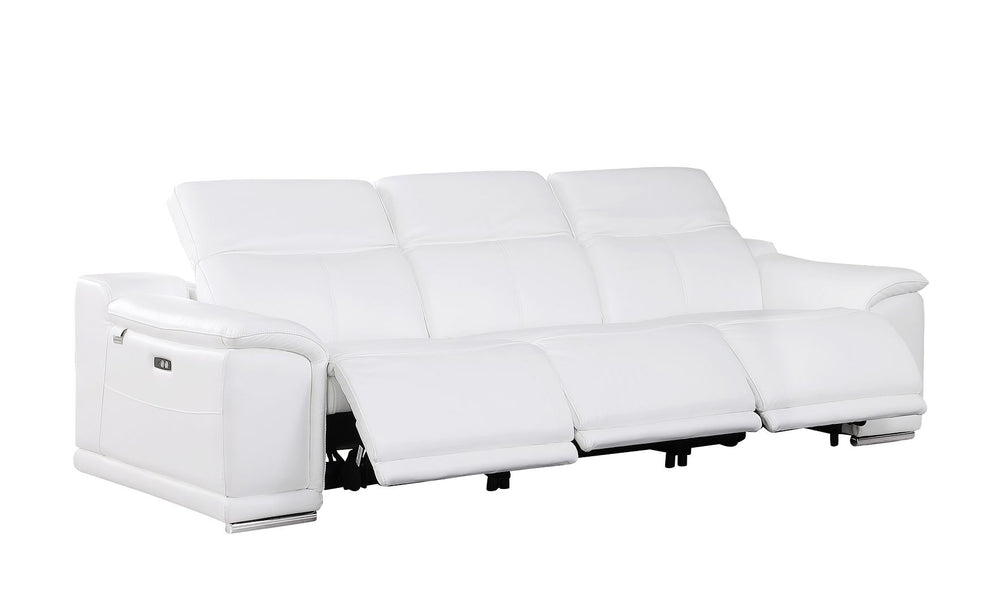 DivanItalia 9762 3-Piece Modular Power Reclining Sofa with 3 Power Recliners in Top Grain Italian Leather - White