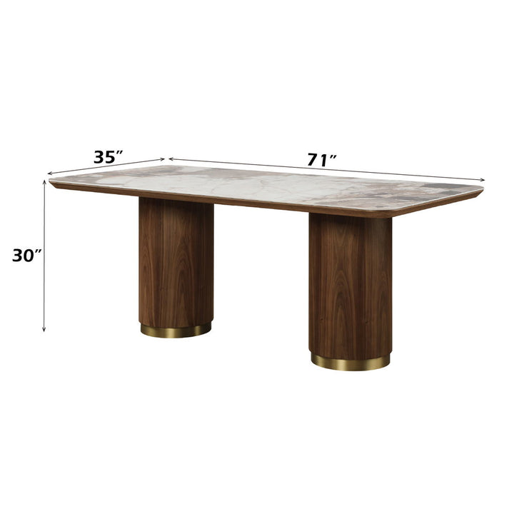 Willene - Dining Table With Ceramic Top - Ceramic Top & Walnut