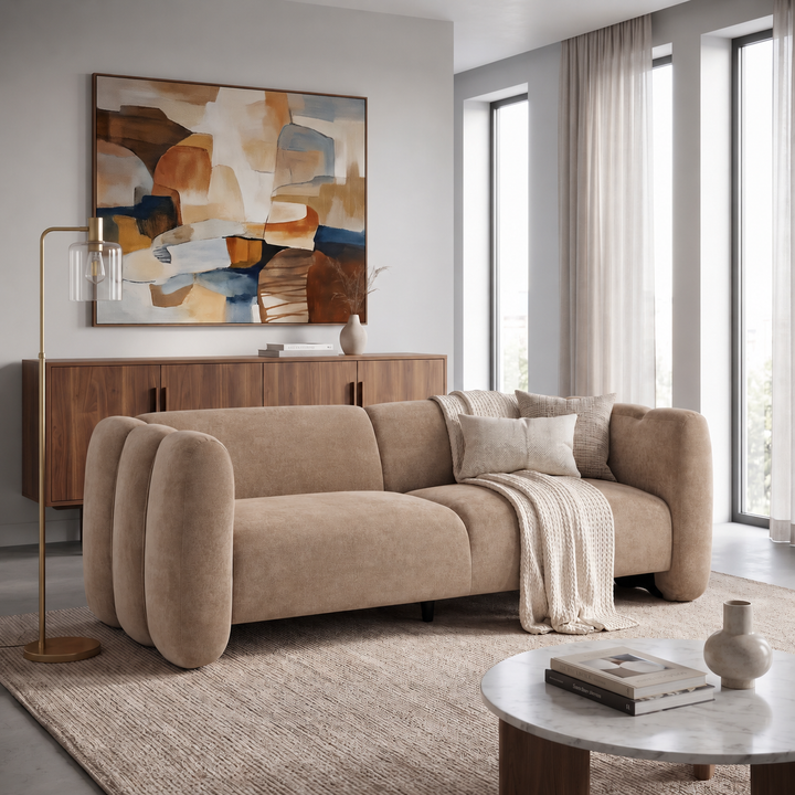 Tonson 83" Velvet Wave Sofa – Camel