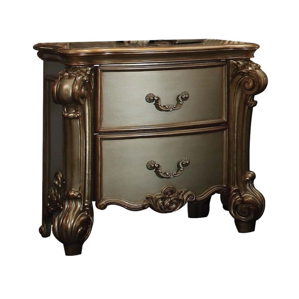 Vendome Nightstand in Gold Patina & Bone