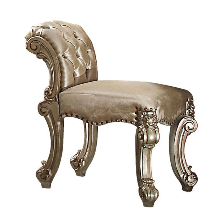 Vendome Vanity Stool in Fabric, Gold Patina &amp; Bone Finish