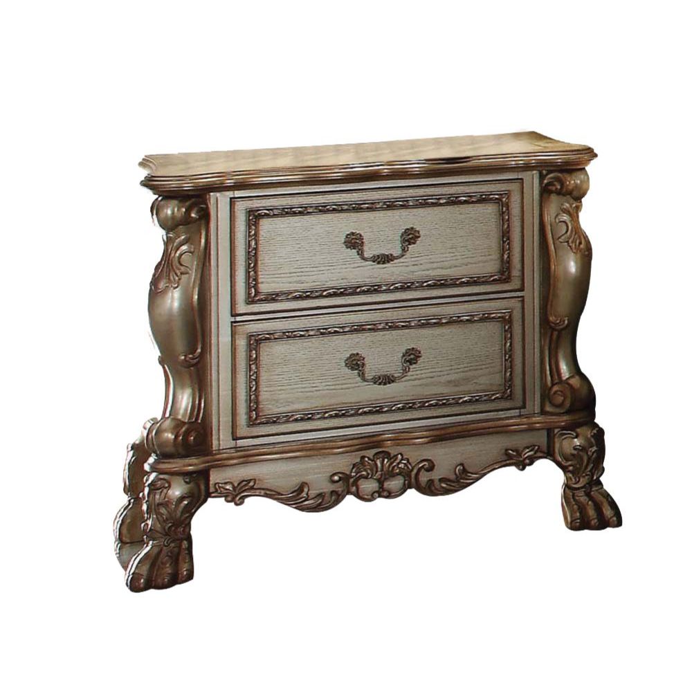 Dresden Nightstand in Gold Patina & Bone