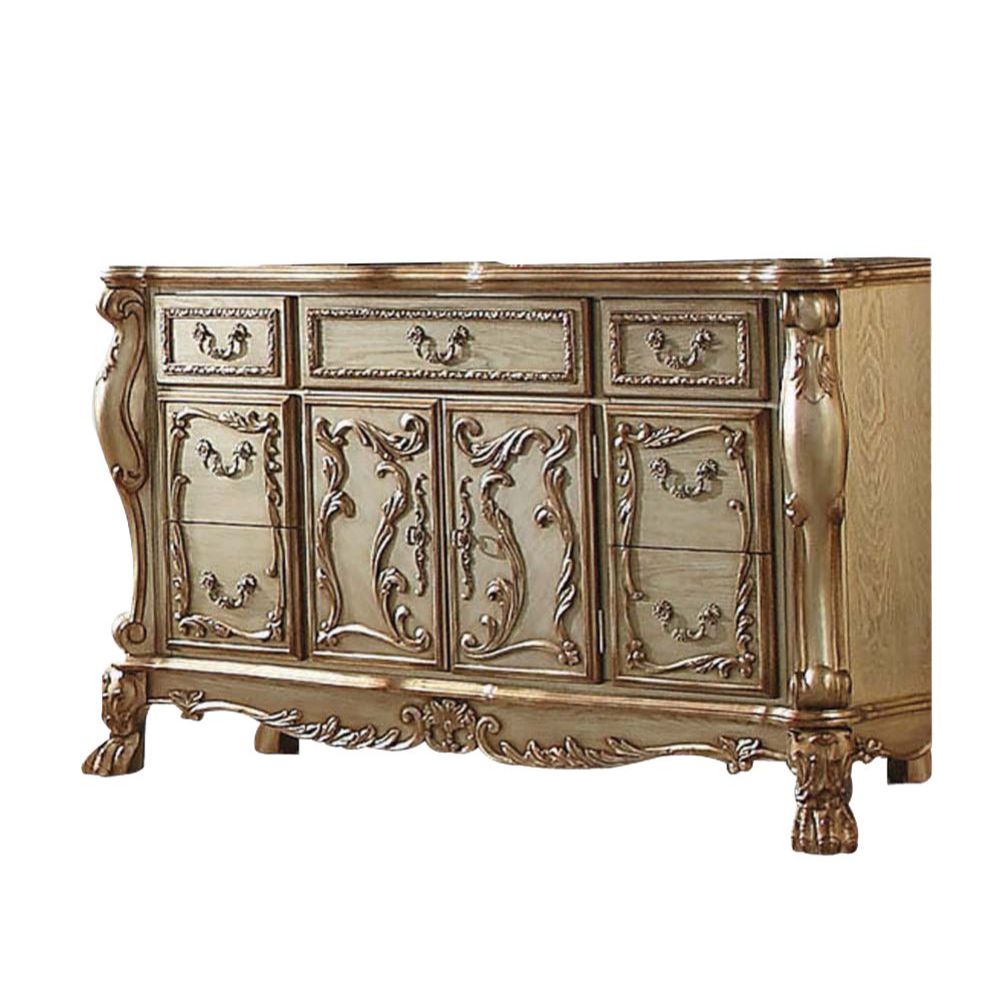 Dresden Dresser in Gold Patina & Bone