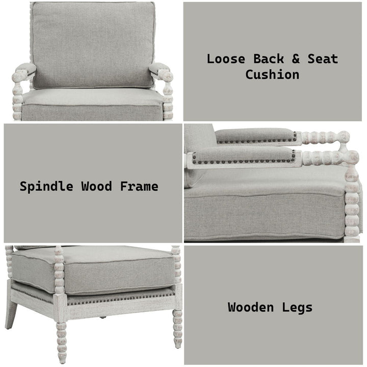 Saraid - Accent Chair - Gray Linen & Light Oak