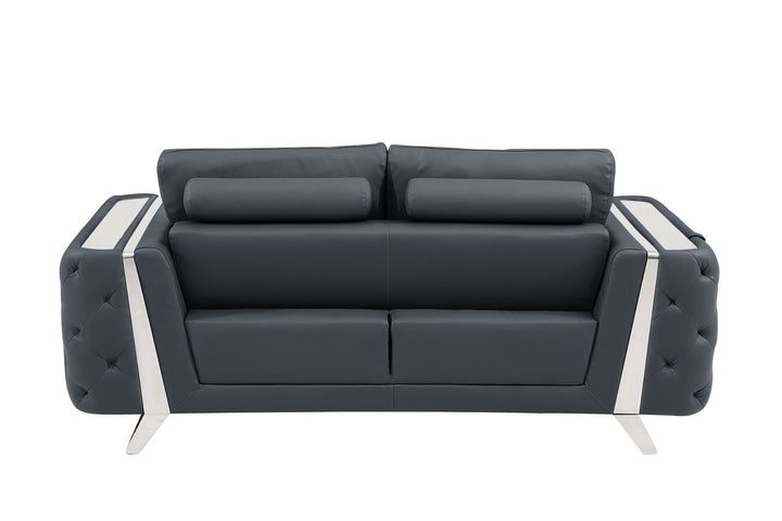 DivanItalia 1050 Loveseat in Top-Grain Italian Leather - Dark Gray