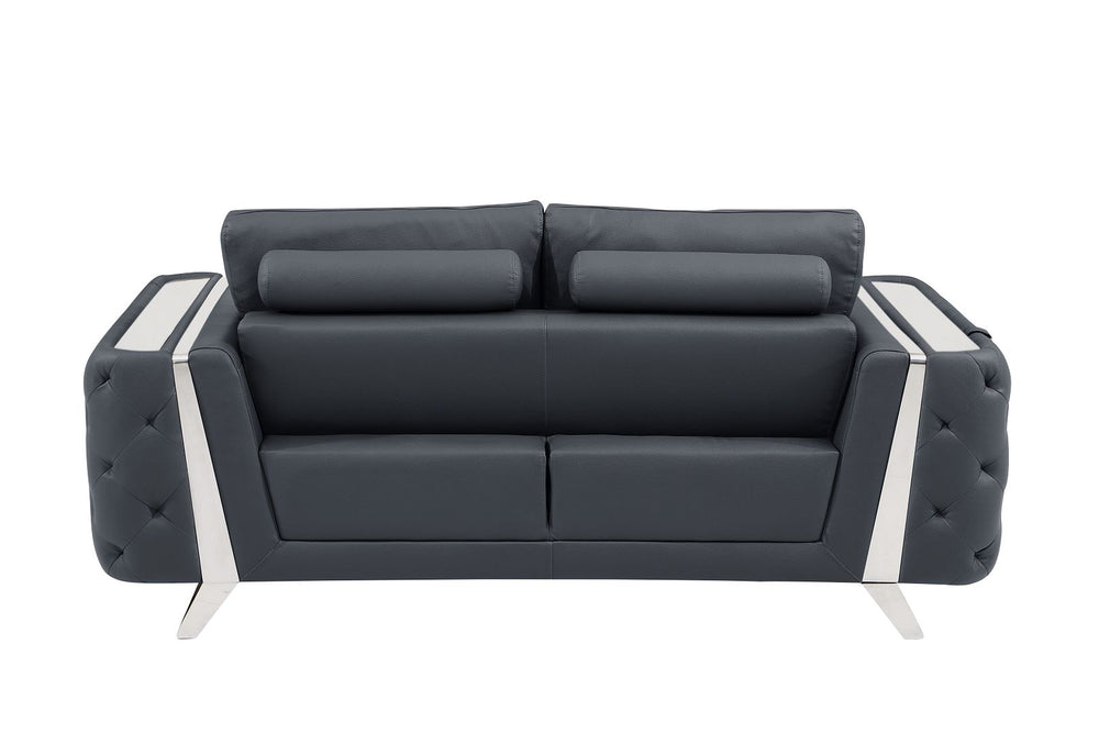 DivanItalia 1050 Loveseat in Top-Grain Italian Leather - Dark Gray