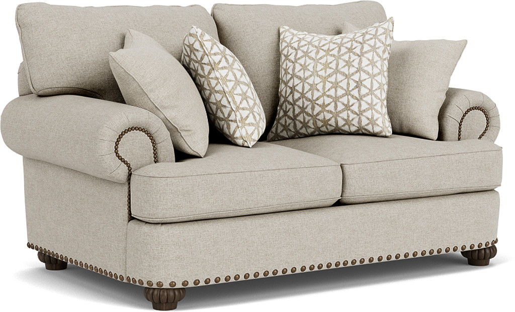 Patterson  Loveseat, Nailhead Trim  Light Gray