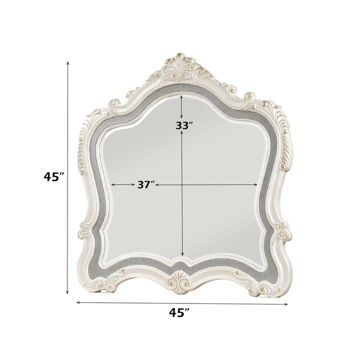 Chantelle Mirror in Pearl White - dimensions