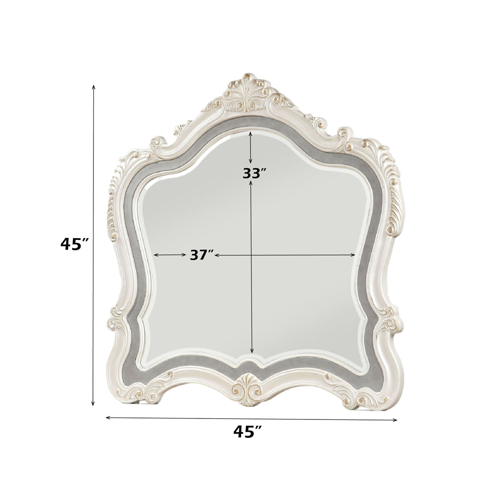 Chantelle Mirror in Pearl White - dimensions