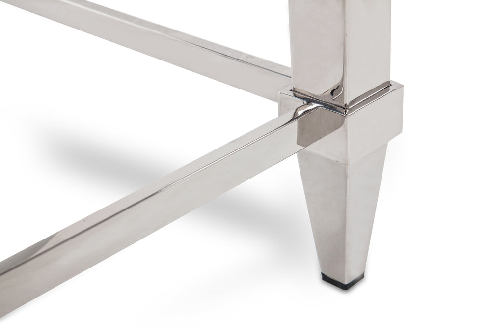 Agar Modern Glass  and  Stainless Steel Console Table