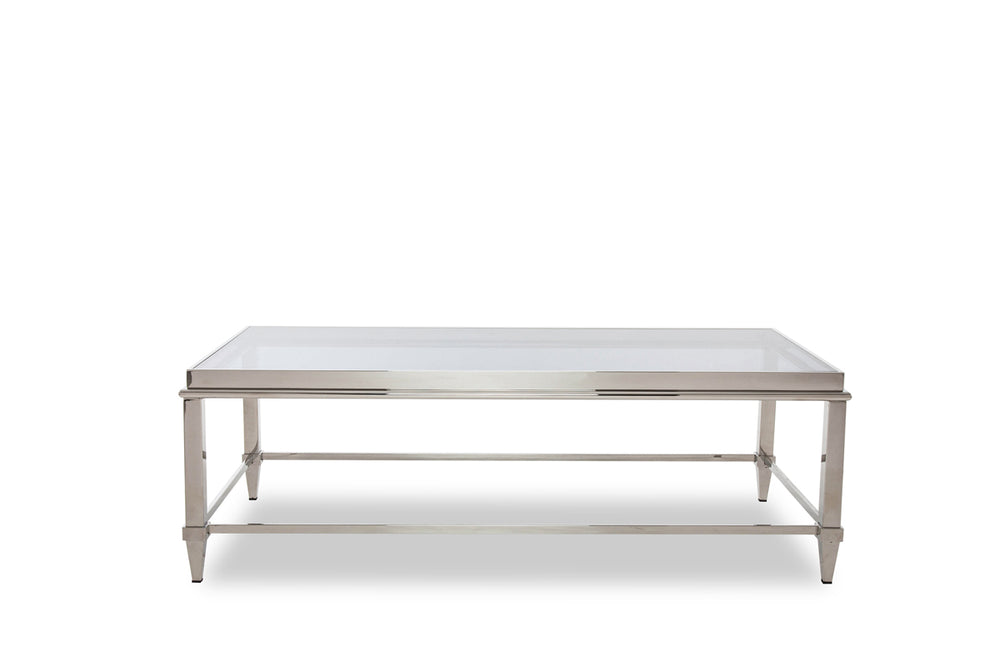 Agar Modern Glass  and  Stainless Steel Coffee Table