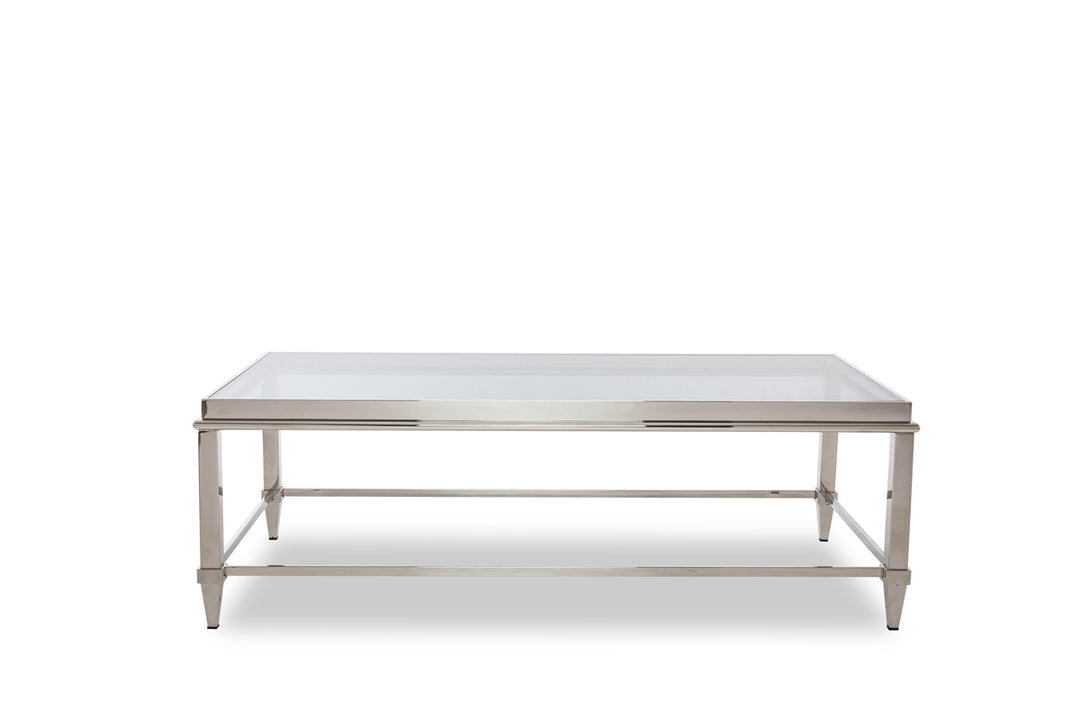 Agar Modern Glass  and  Stainless Steel Coffee Table